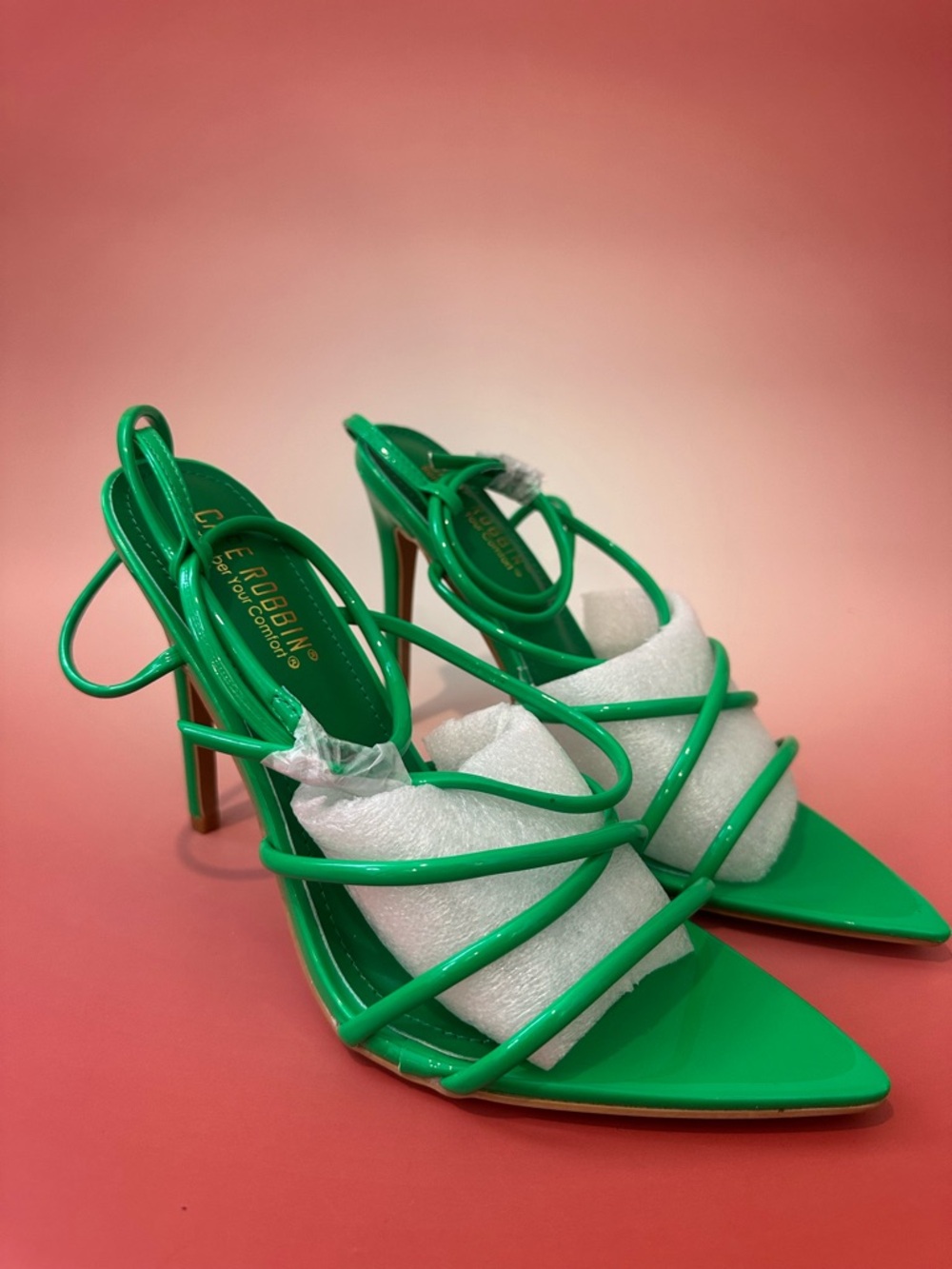 Cape Robbin Emerald Green Strappy Stiletto Heels Sexy Open Toe Statement Sandals